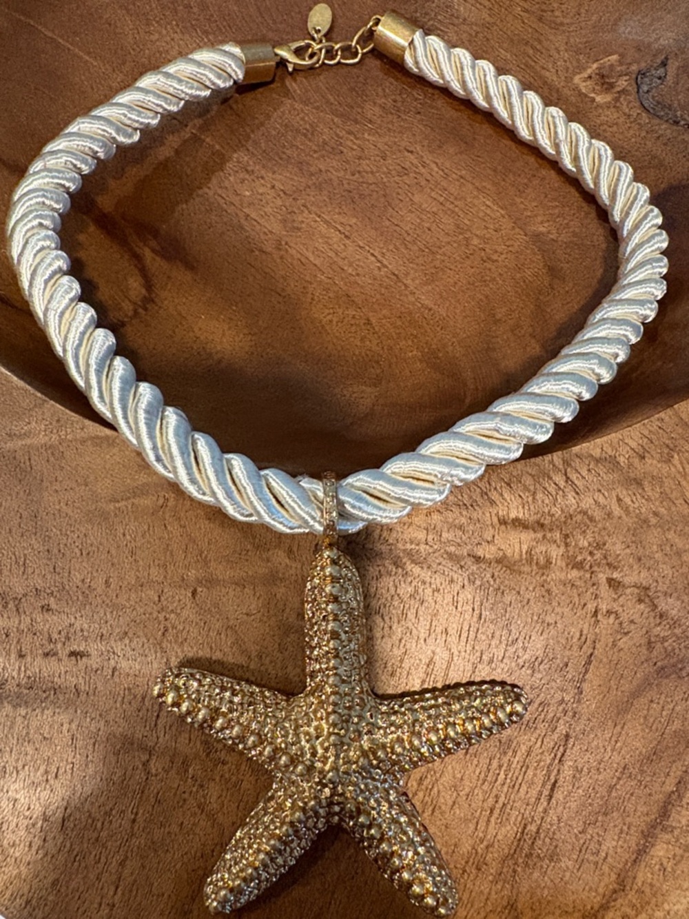 Zara Gold Starfish Pendant on Cream Twisted Cord - Picture 12 of 12